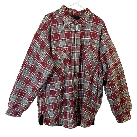 Puritan Men's Button Up XLT Plaid Fleece & Quilted Lined Shacket Coat GUC - Picture 1 of 11